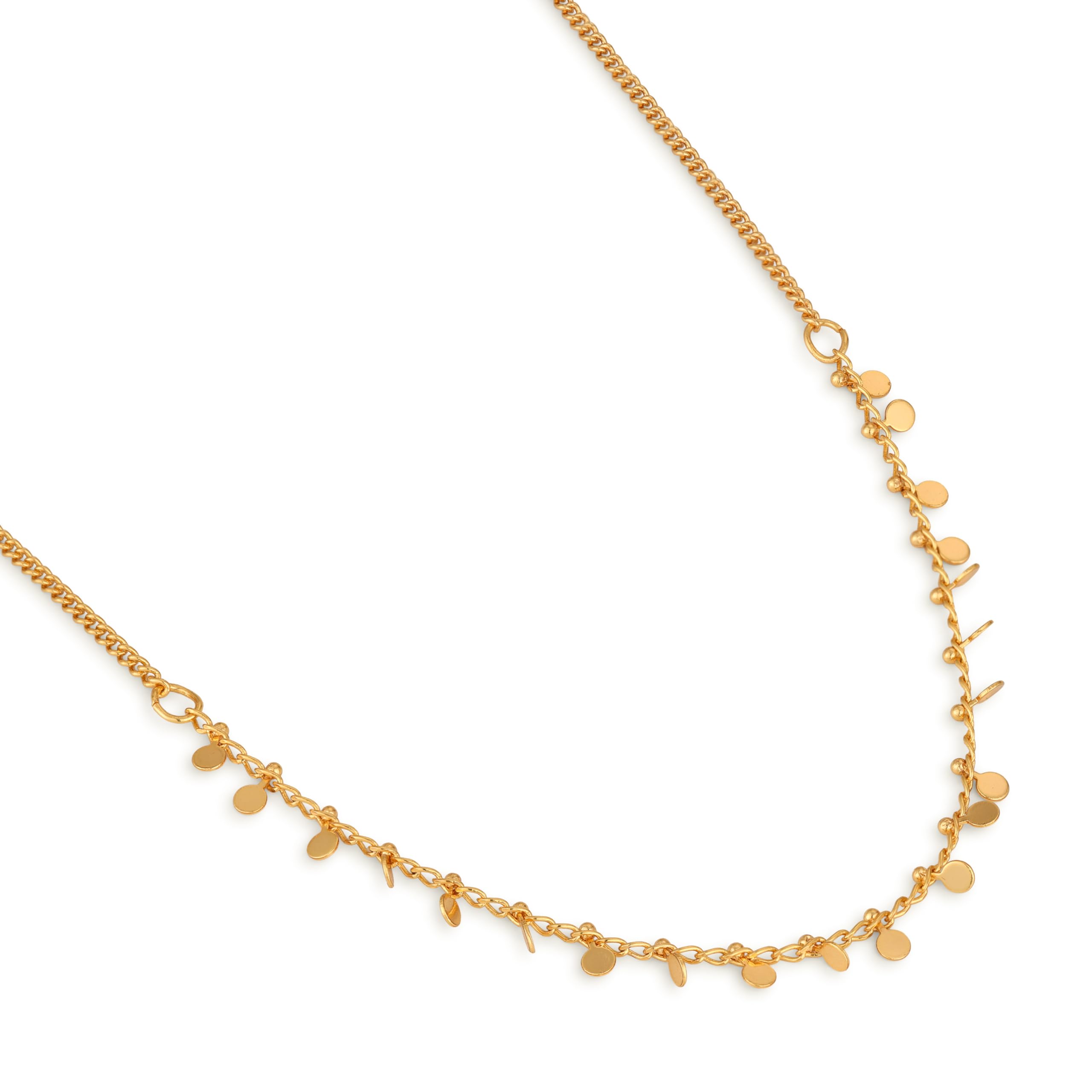 Bare Celeste Coin Chain Necklace | 14K Real Gold Plated | Hypoallergenic, Water-Resistant & Non-Tarnish | Twisted Light-Catching Design | Made in India | 42+6cm Adjustable Chain-image-28