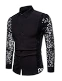 Men's Sexy Lace See Through Shirts Blouse Long Sleeve Button Down Fishnet Sheer Shirts