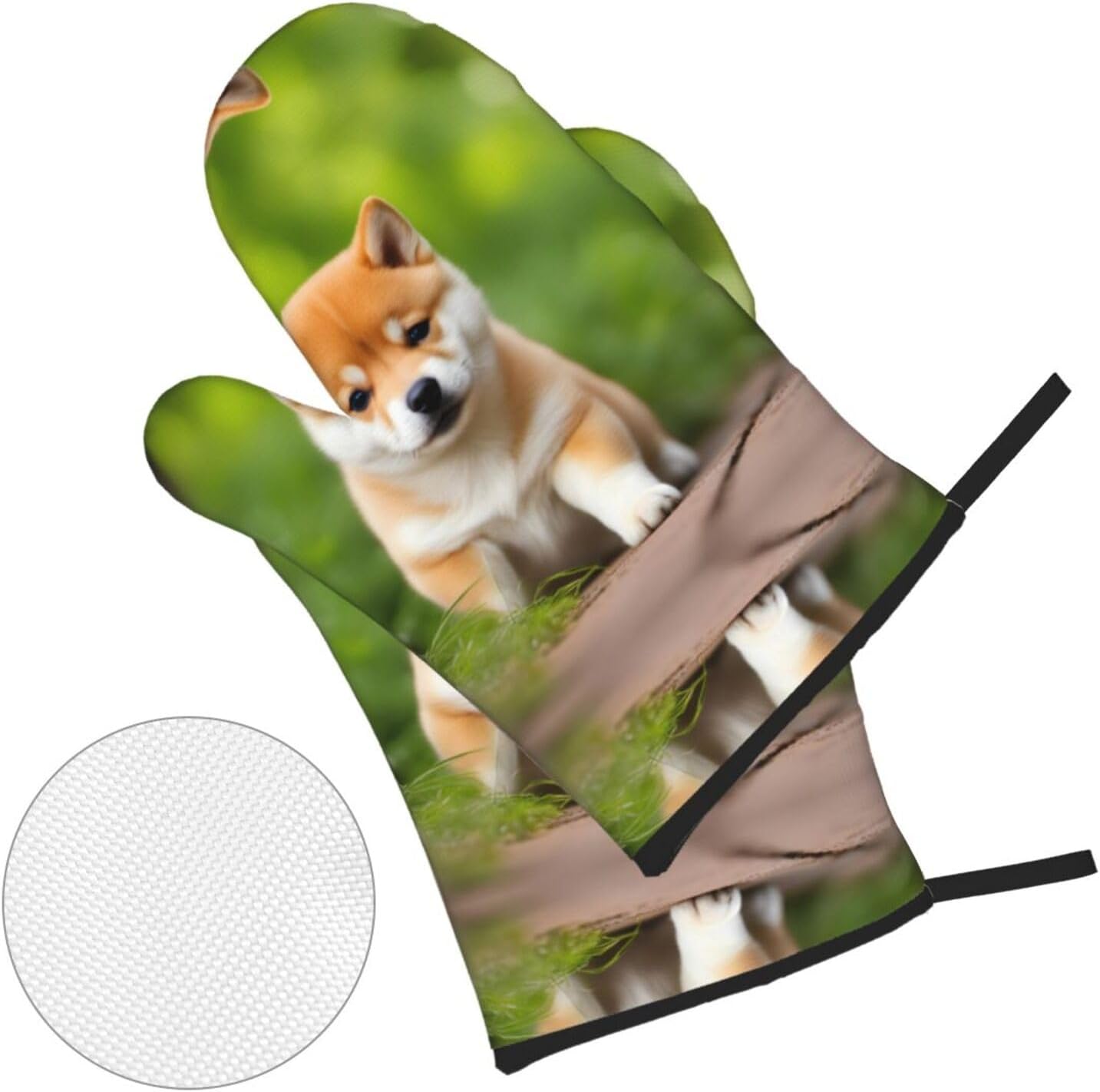 Cute Shiba Inu Dog Prints Kitchen Covers: Waterproof Oven Layers for Safe Cooking & Easy Cleanup - 4 Piece Heat Protection Set