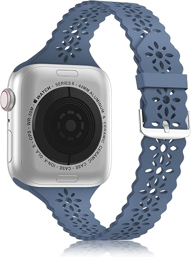 Amazon.com: YAXIN Lace Silicone Band Compatible with Apple Watch Band 38mm  40mm 42mm 44mm Women, Slim Narrow Thin Hollowed-out Scalloped Sport Band  Replacement Strap for iWatch Series 6 5 4 3 2