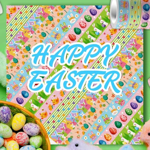 Fyfjur 12 Rollen Washi Tape Ostern, Hasen Karotten Osterei Ostern Washi Tape Kinder Set Selbstklebendes, Deko Klebeband für DIY Handwerk, Verpackung, Scrapbooking, Geschenk(15MMx5M)