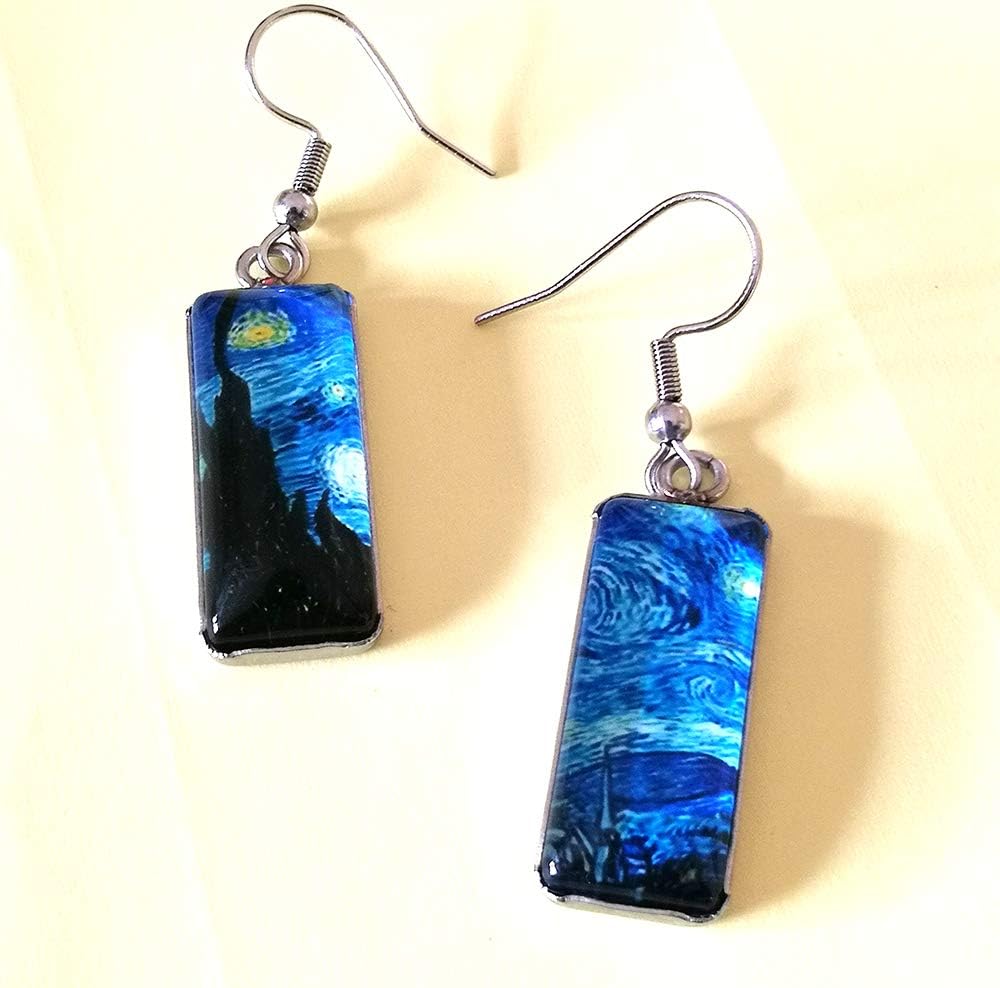Van Gogh Painting Starry Sky Sunflower Drop Dangle Earrings for Women Abstract Art Earrings Charm Jewelry - Image 9