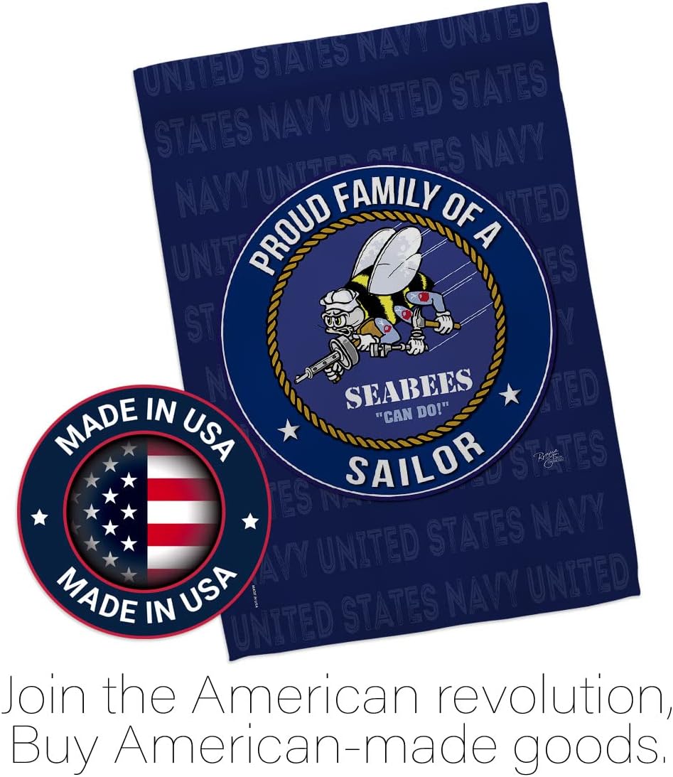 Seabees Proud Family Sailor Garden Flag - Armed Forces Navy USN Seabee United State American Military Veteran Retire Official - House Banner Small Yard Gift Double-Sided Made in USA 13 X 18.5 - Image 5