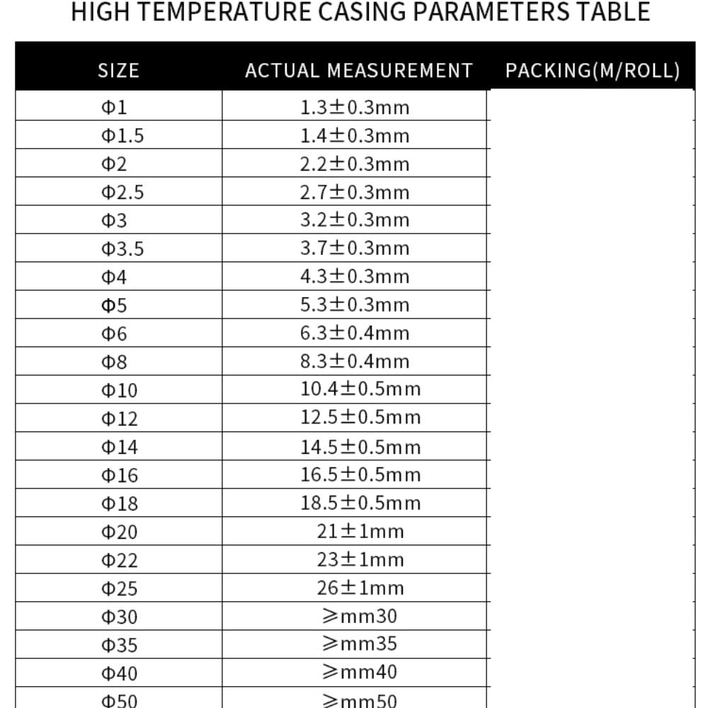 Rękaw z włókna szklanego z osłoną termiczną, Osłona przewodu Rozszerzalna oplot z włókna szklanego 600°C Wysoka temperatura Czarny Biały Wiele rozmiarów(Black,2.5MM*5METERS)