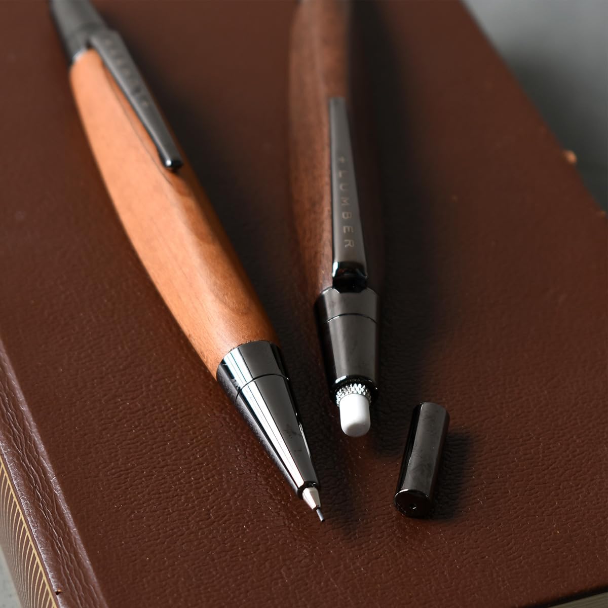 +LUMBER TRIANGLE BODY MECHANICAL PENCIL, Made Pocketable with Natural Wood (Walnut)
