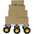 6-Wheel All-Terrain Mover, 1200-LB Heavy Duty Furniture Dolly,Platform Truck Cart,39.38X21.94X13.32in,for Factory Workshops, 