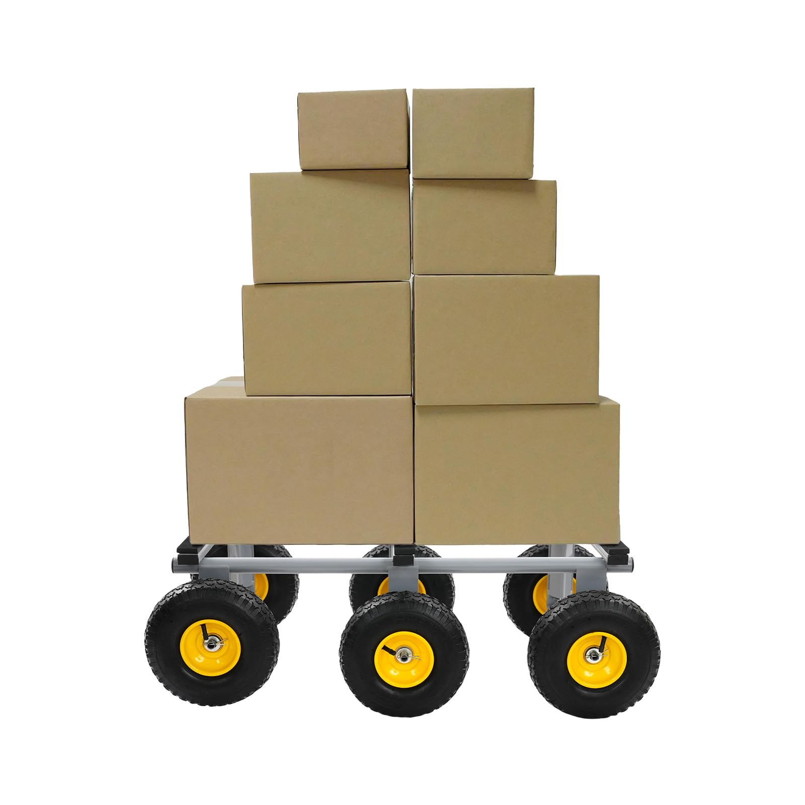Plattenwagen Transportwagen 544kg Tragkraft, chwerlast Lasten Karre Transportkarre Luftreifen, Möbelhund Transportroller für Waren, Möbel (Grau)