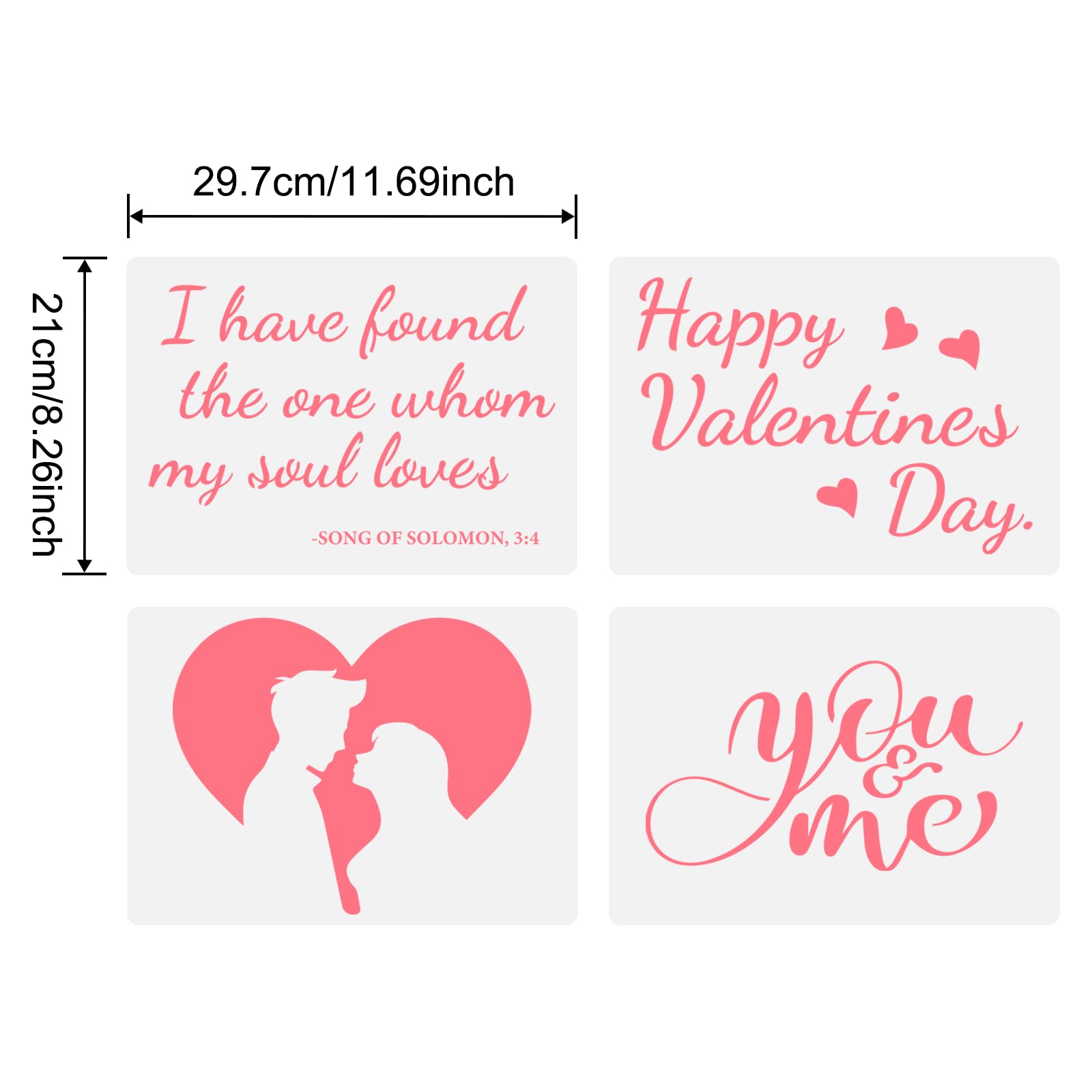 You&Me Cookie Stencil, Wedding Cookie, Cookie Stencil, Couple Stencil, Valentines Day Stencil 4 Pack Stencil,Plastic Biscuit Cake Stencil,Baking Craft Drawing DIY Art Decor Royal Icing stencil A4 Size