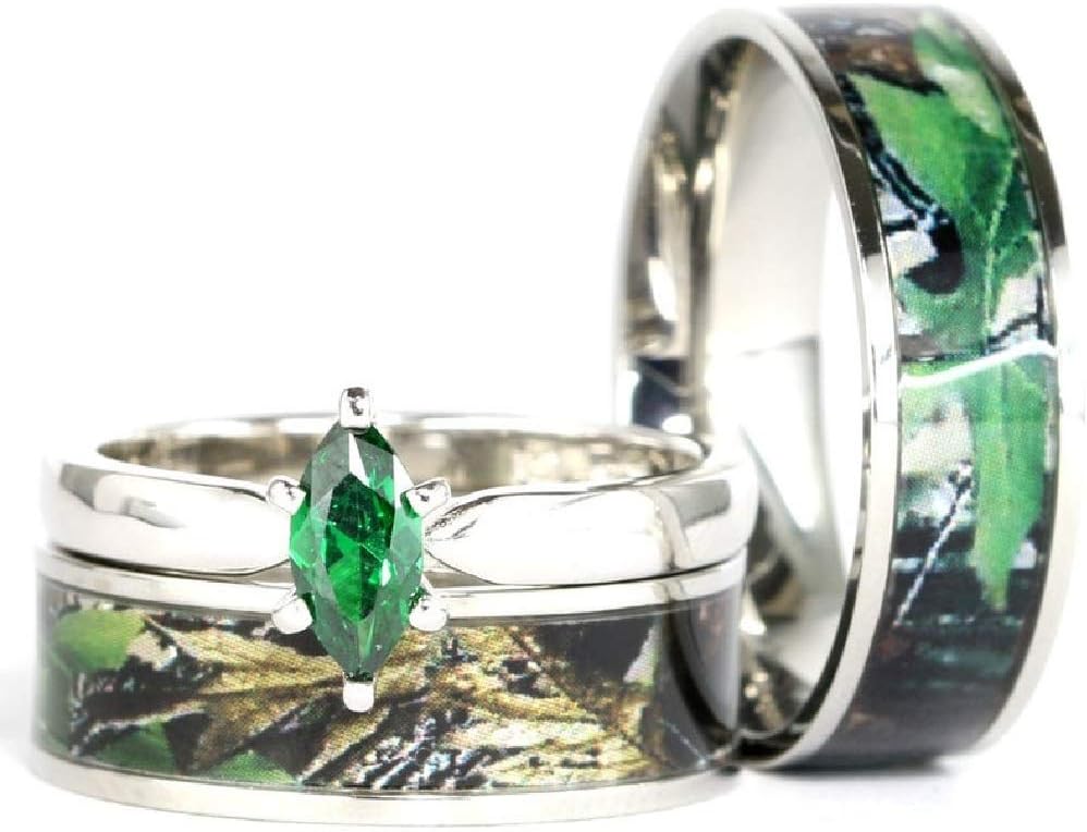 Green Camo Wedding Ring Sets Matching His Hers Kuwait Ubuy