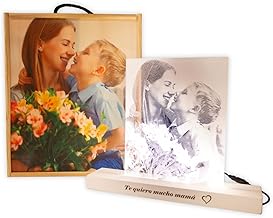 Personalised Lamp with Your Photo | Lamp + Box | LED Light Included + Touch Switch | Engraved Wooden Stand | Ideal for Gift to Your Friends, Couples and Families