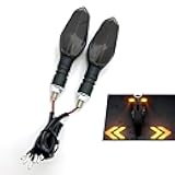 2PCS Motorcycle Turn Signals Projector Blinkers, Motorbike Front Rear Led Lights with Projection Arrow, 3 Wire Turn Signal Lights for Motorcycles Indicators, 27 DRL Light Modes (Yellow)