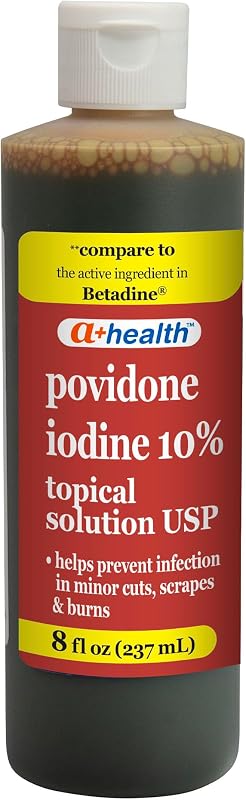 A+Health Povidone Iodine 10% First Aid Antiseptic Topical Solution 8 Fl oz