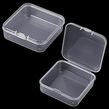 2 Pcs Clear Plastic Storage Containers Mini Storage Containers Box 2.5x2.5 Inches Square Clear Plastic Organizer with Hinged Lid Small Rectangle Organizer for Beads Game Pieces Crafts Small Items