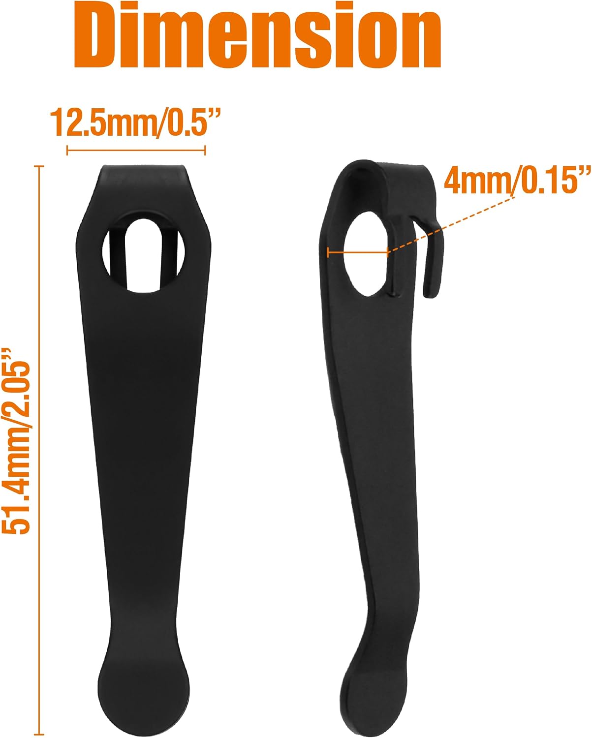 2 PCS Replacement for Spyderco Deep Carry Pocket Clip Para 3 – Titanium Stonewash Clips Fit for Spyderco Lightweight, Smock Knives, Paramilitary, Dragonfly, and with More Models – Premium Custom-Made Pack Black