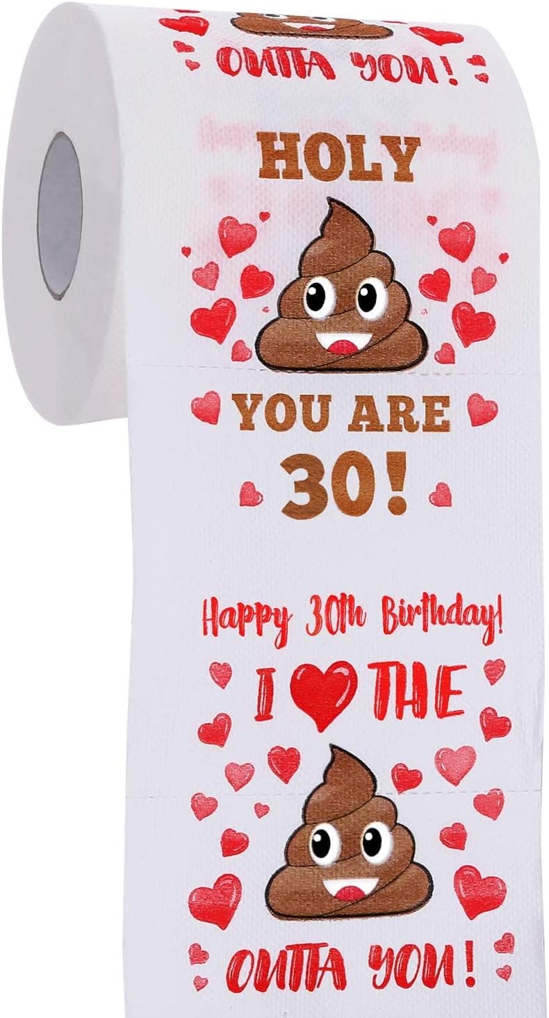 AOZITA 30th Birthday Gifts for Men& Women, Happy Prank Toilet Paper, 30th Birthday Decorations, Party Supplies, Funny Gag Gifts Novelty Bday Present for Friends, 380 Sheets & 3 Layers (Z7-WSJBB30-UK)