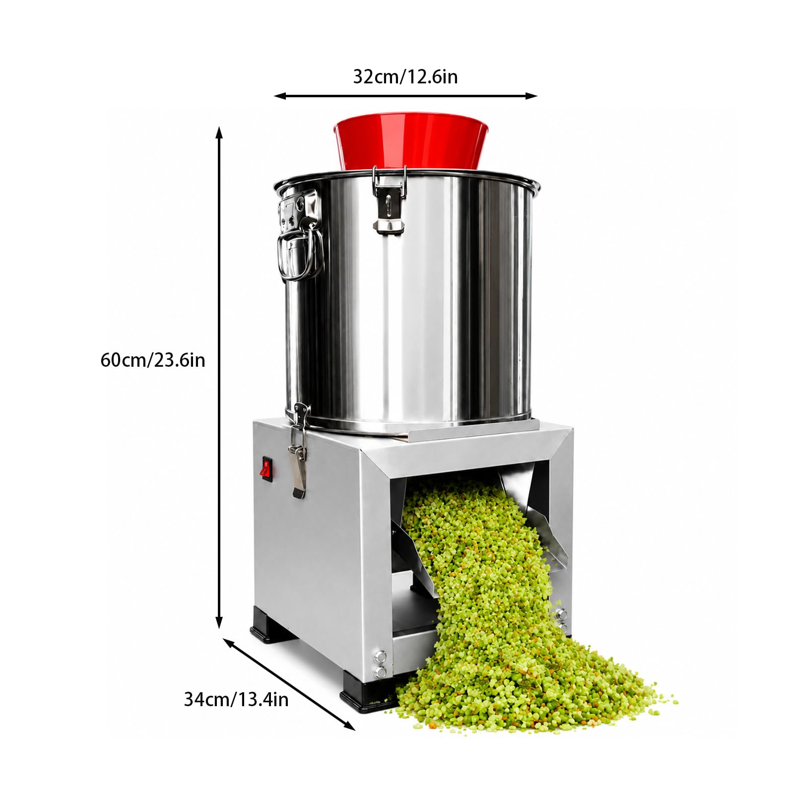 Picadora Eléctrica Comercial De Verduras, Procesador De Alimentos Multifuncional De Acero Inoxidable, Con Boca De Entrada Ancha De 32 Cm; Trituradora De Alimentos Para Aves Y Repollo 2200W