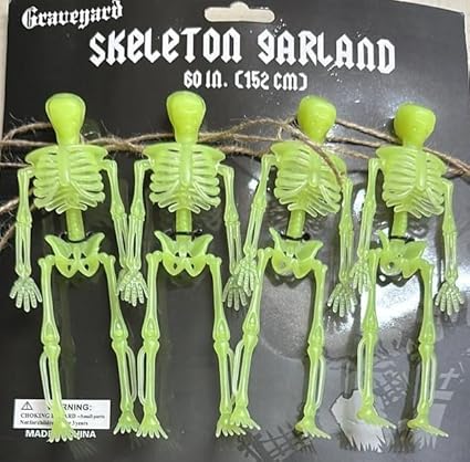 JAGMOOLYA Products Scary Skeleton Garland Fake Mini Human Body Skeleton Halloween Party Decoration Horror Theme Glow in The Dark Skeleton Garland Halloween Decoration (Set of 4)