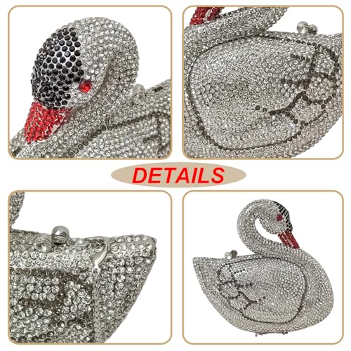 Image of Elegant Swan Evening Purse Animal Crystal Clutch Women Minaudiere Handbag Party Luxury Rhinestone Bag | Animal Crystal