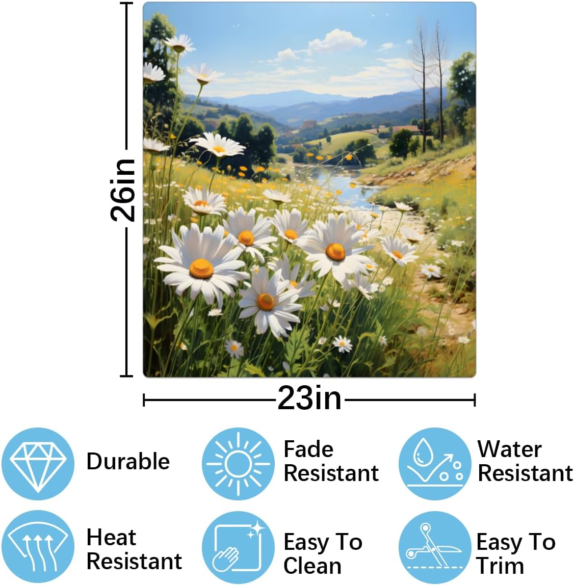 Spring Daisies Dishwasher Magnet Cover for Front Dishwasher Door Cover Panel Decals Home Cabinet Decals Kitchen Appliance Decor for Kitchen Farmhouse Home Decor, Kitchen Idea 23" x 26"