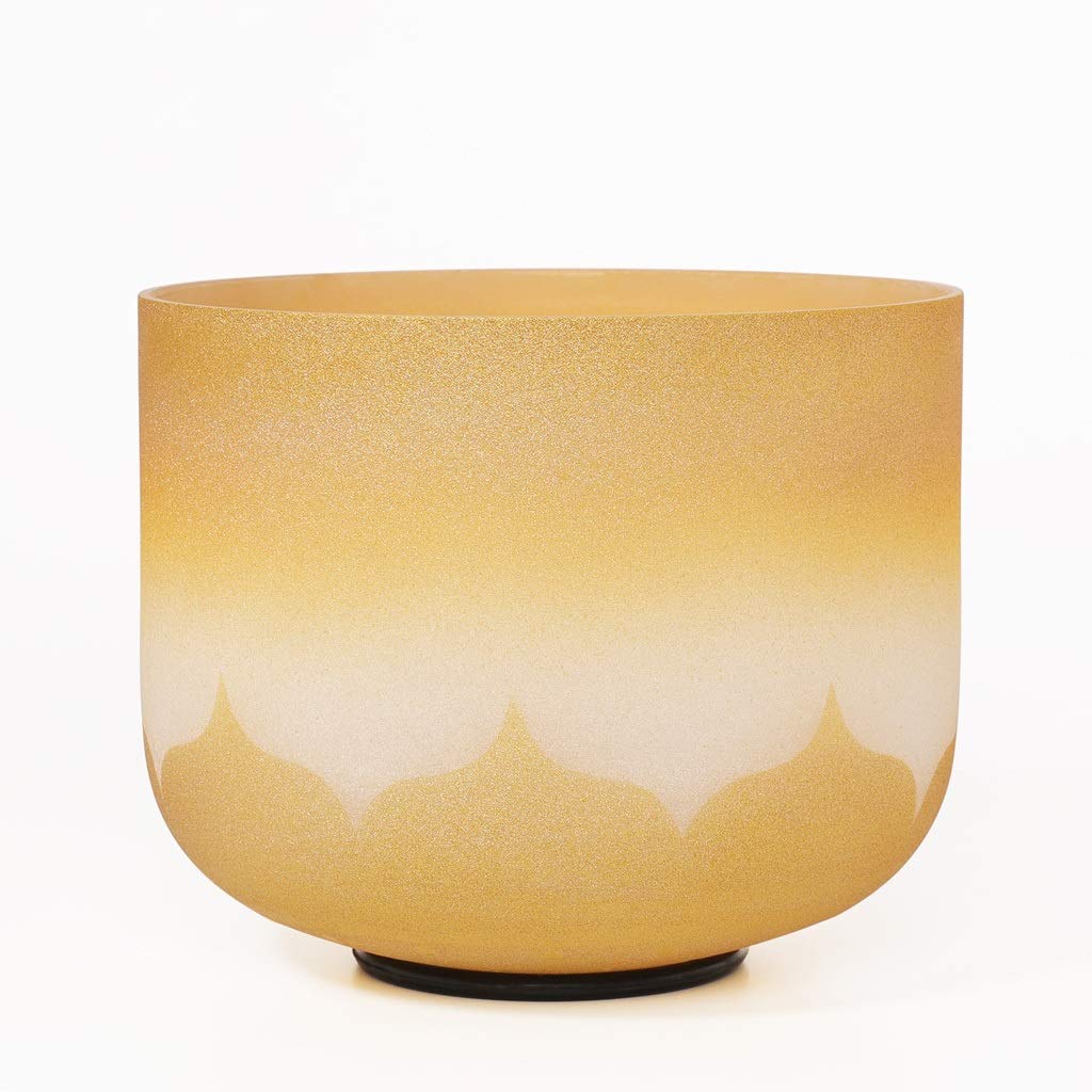 Kryształowa misa dźwiękowa, Frosted Gold 8-inch Crystal Singing Bowls Set 440Hz Notes C/D/E/F/G/A/B For Meditation(440Hz Note E)