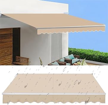 5 6 7 8 9 10 11 12 13 14 15 16 17 18 19 20 21 22 23ft Retractable Awning Replacement Fabric Deck Awnings Canopy Cover Sunshade Shelter Canvas for Deck Home Backyard Balcony Beige8x7ft