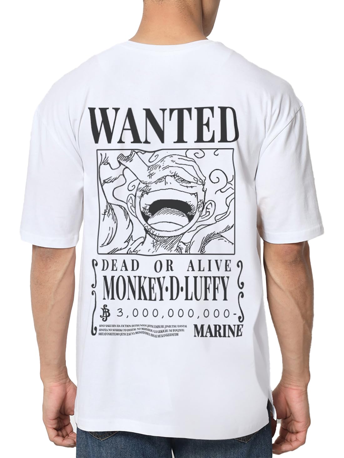 ComicSense.xyz Unisex One Piece Anime Oversized T Shirts for Men and Women, 5th Gear Bounty Printed Drop Shoulder Tshirt