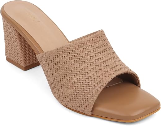 Iconics Women Comfortable Block Heel Round Toe Strapless Fashion Shoes