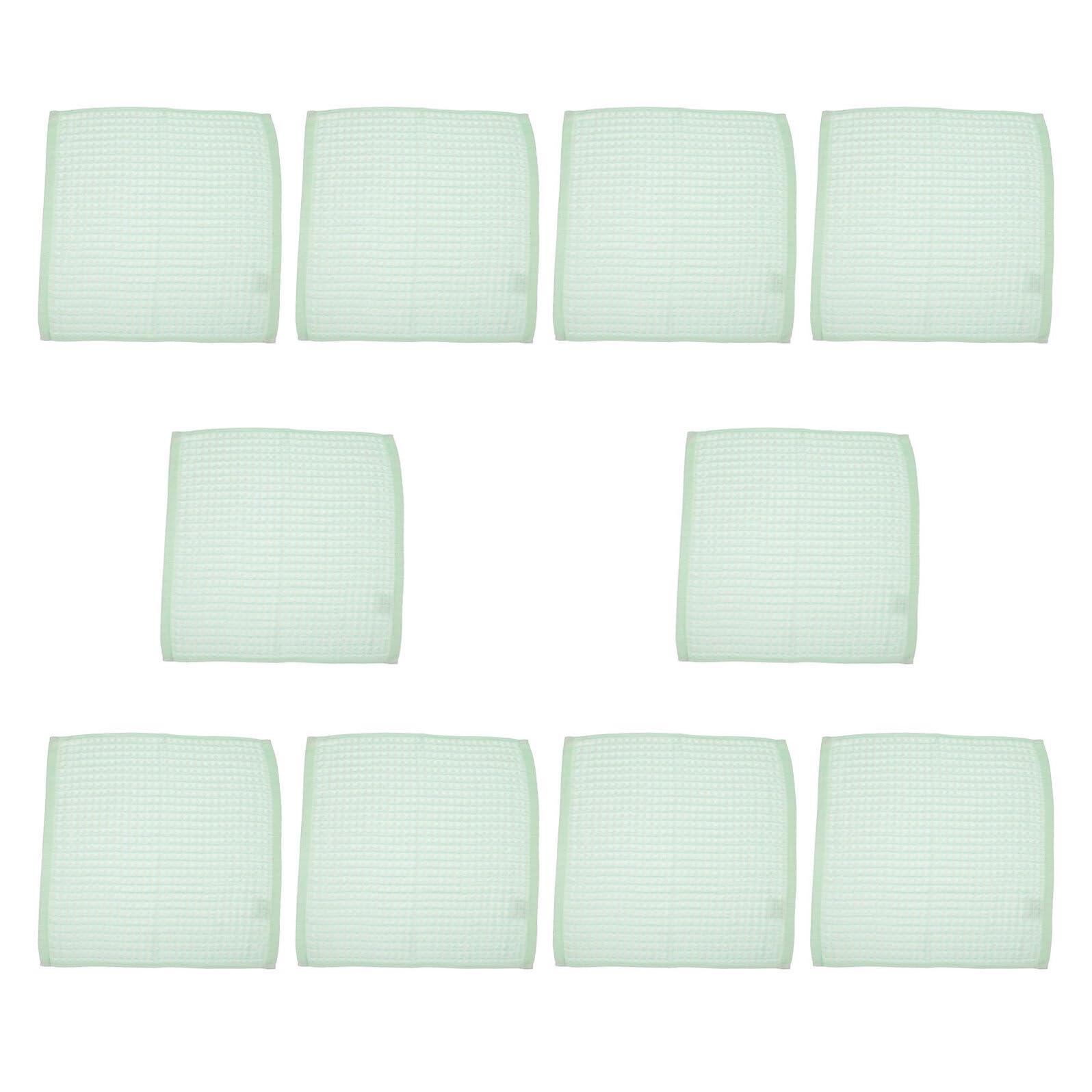 Mikinona Paños de Cocina de Algodón 100% Absorbentes 35X35 CM Color Verde Claro 10 Unidades para Limpiar Platos y Secar Manos Textiles de Cocina Lavables y Suaves para Uso Diario Hogar