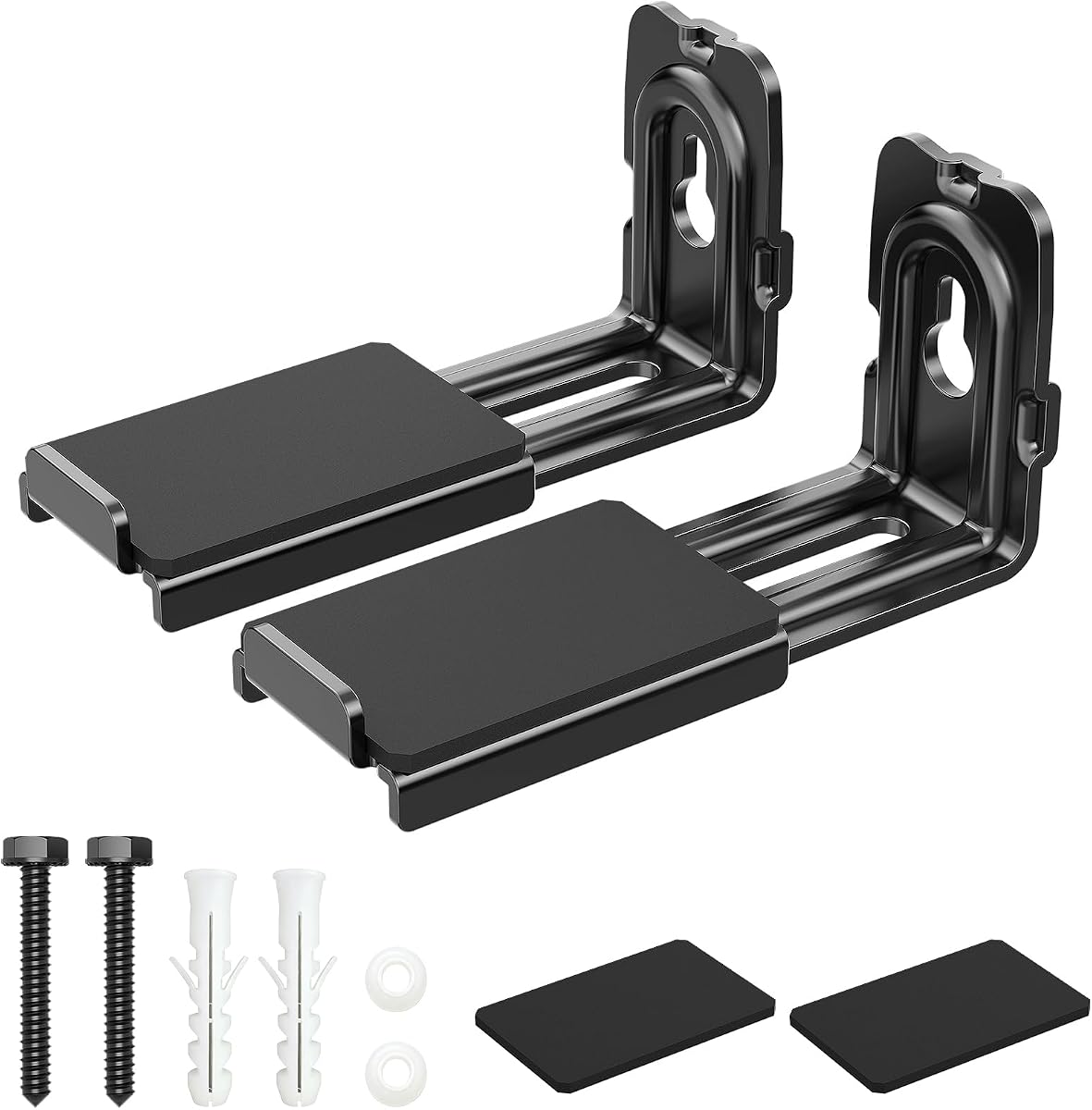 HCMOUNTING Soundbar Mount Under TV, Depth Adjustable 3.7”-6.3”, Hold 33lbs | Sound Bar Mounts for Samsung, Bose, Vizio, Sony, Sonos and More, All-round Soft Pads Reduce Vibration and Scratching, Black