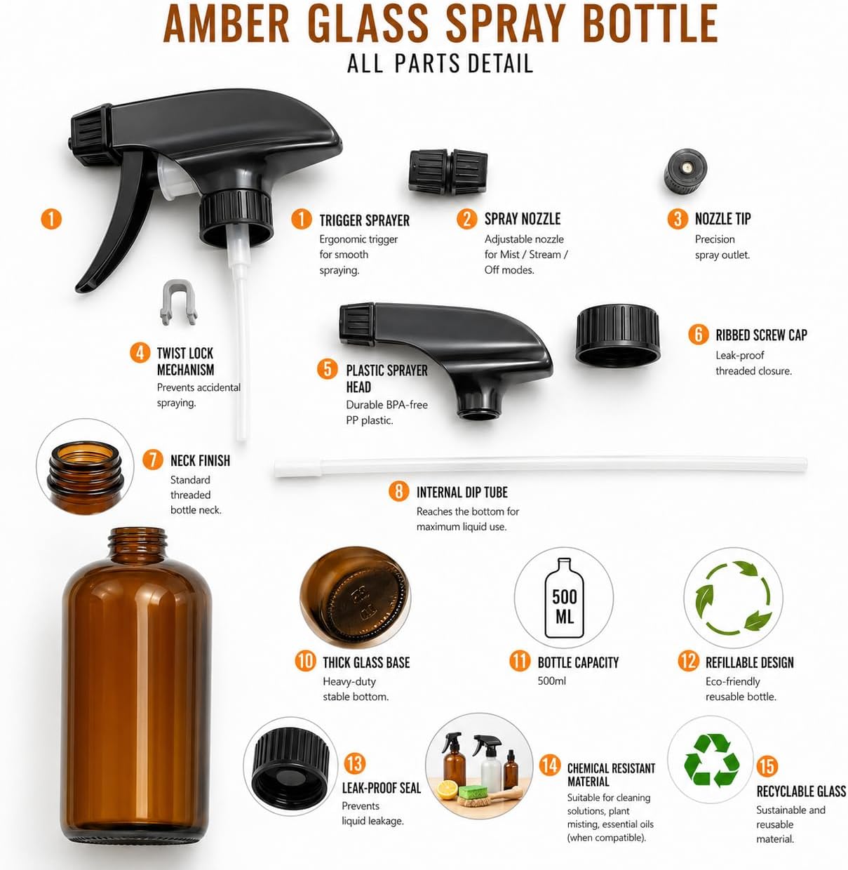16-Oz (Pack of 1) Glass Spray Bottles image 4