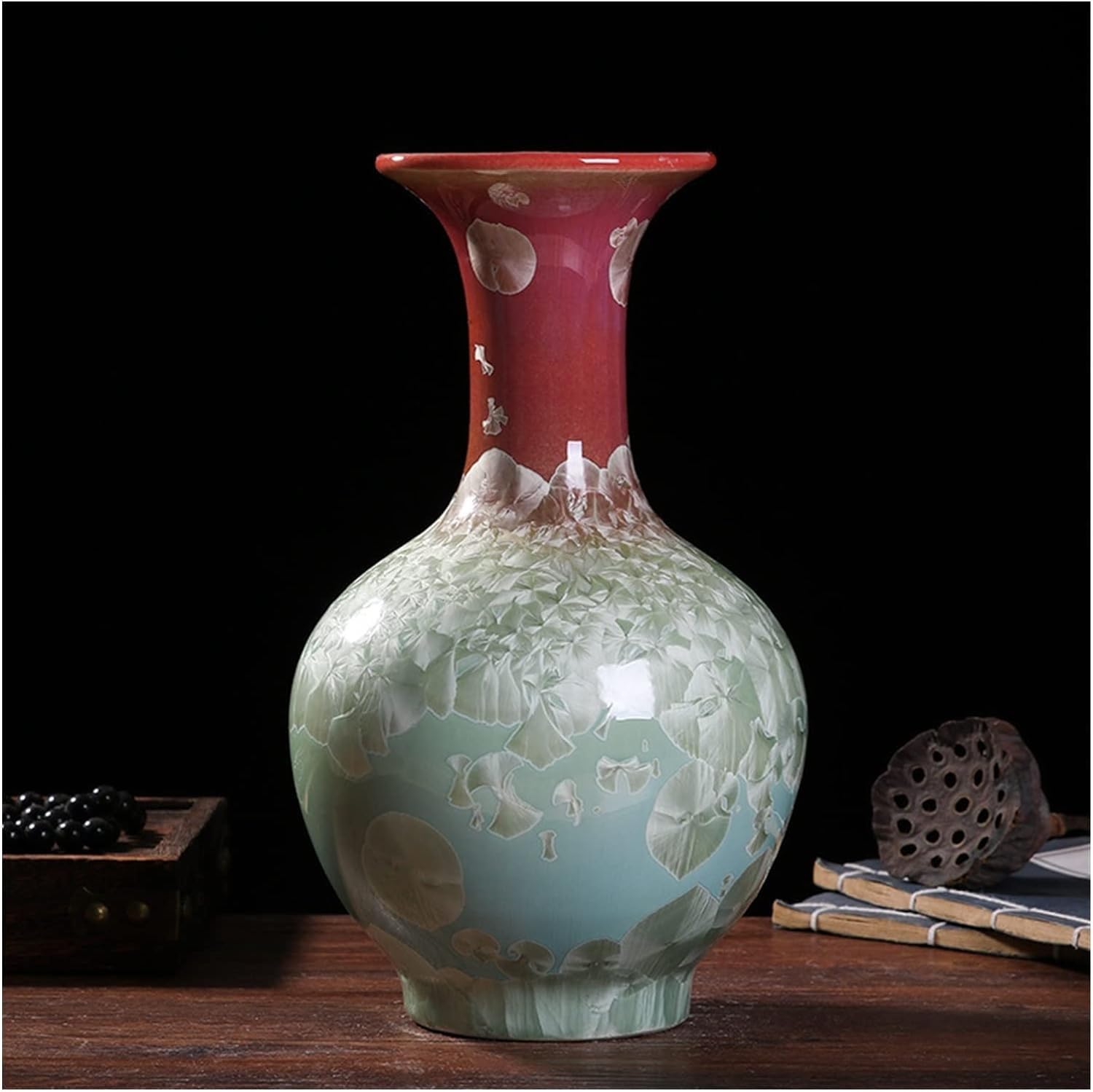 Vase en porcelaine artisanat chinois bleu royal décoration maison