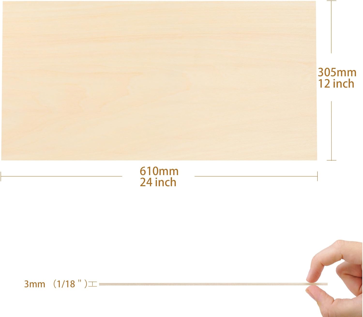 ToCome 15 Pack Basswood Sheets 12x24x1/8 3mm Plywood Sheets for Laser Cutting Engraving 305x610x3mm Laser Bass Wood Boards for Crafts Laser Projects (12x24x1/8, 15 Pcs)