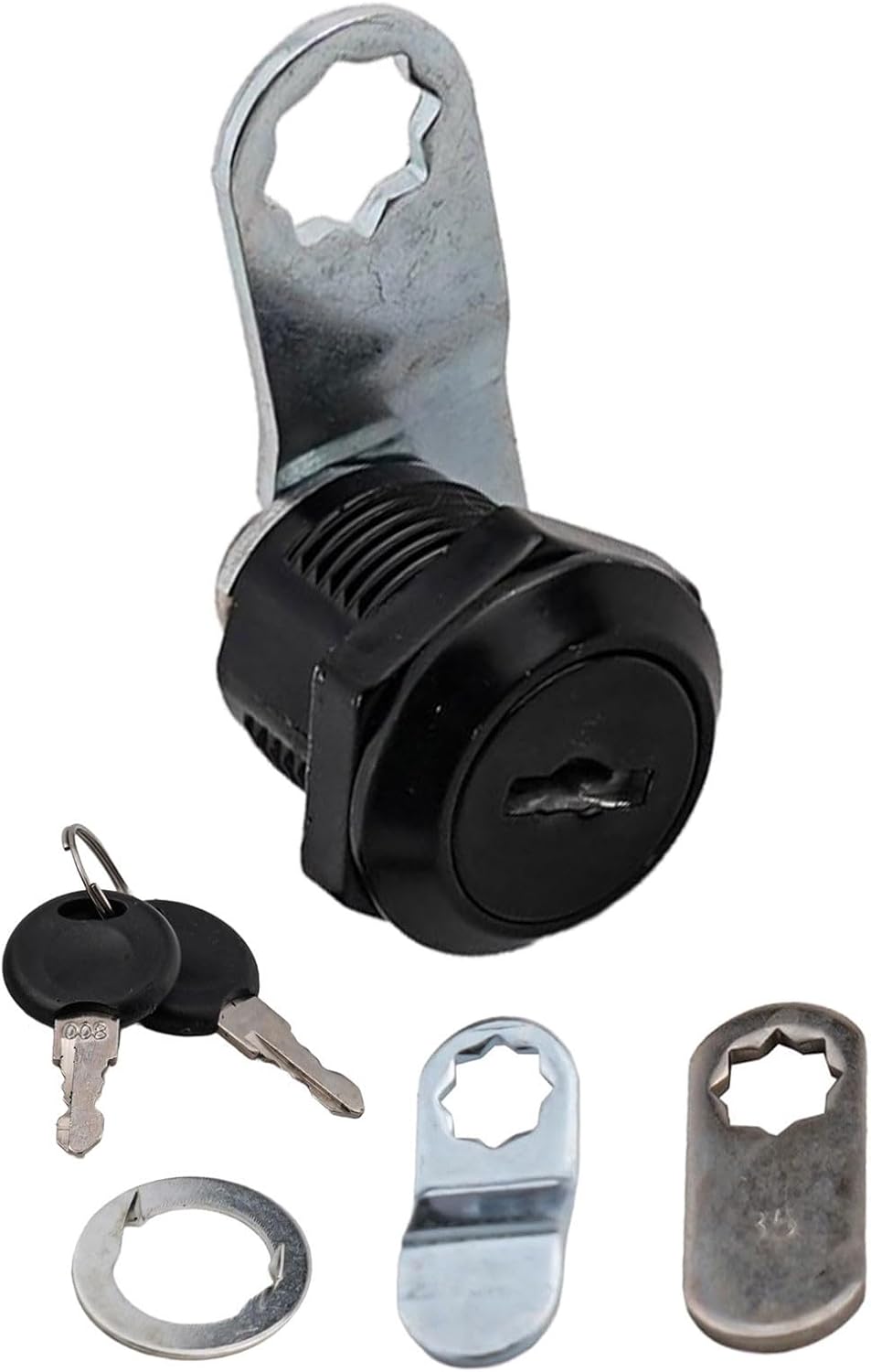 Steel Cam Lock /8 Inch, Tubular Drawer Lock Black for File Cabinet Replacement, RV Storage, Mailbox with Keys, Metal Toolbox Cylinder for Wood Desk