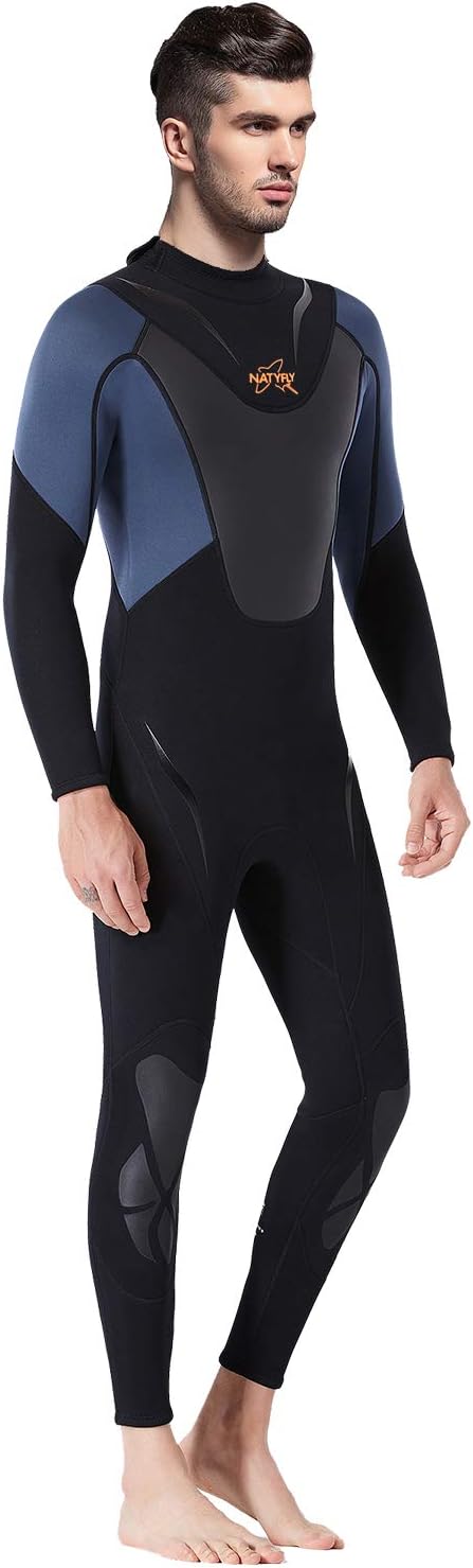 NATYFLY Mens Wetsuit 3mm Neoprene Jumpsuit, Youth Women Full Body Diving Suits for Scuba Surfing Swimming Long Sleeve Back Zip for Water Sports: Sports & Outdoors
