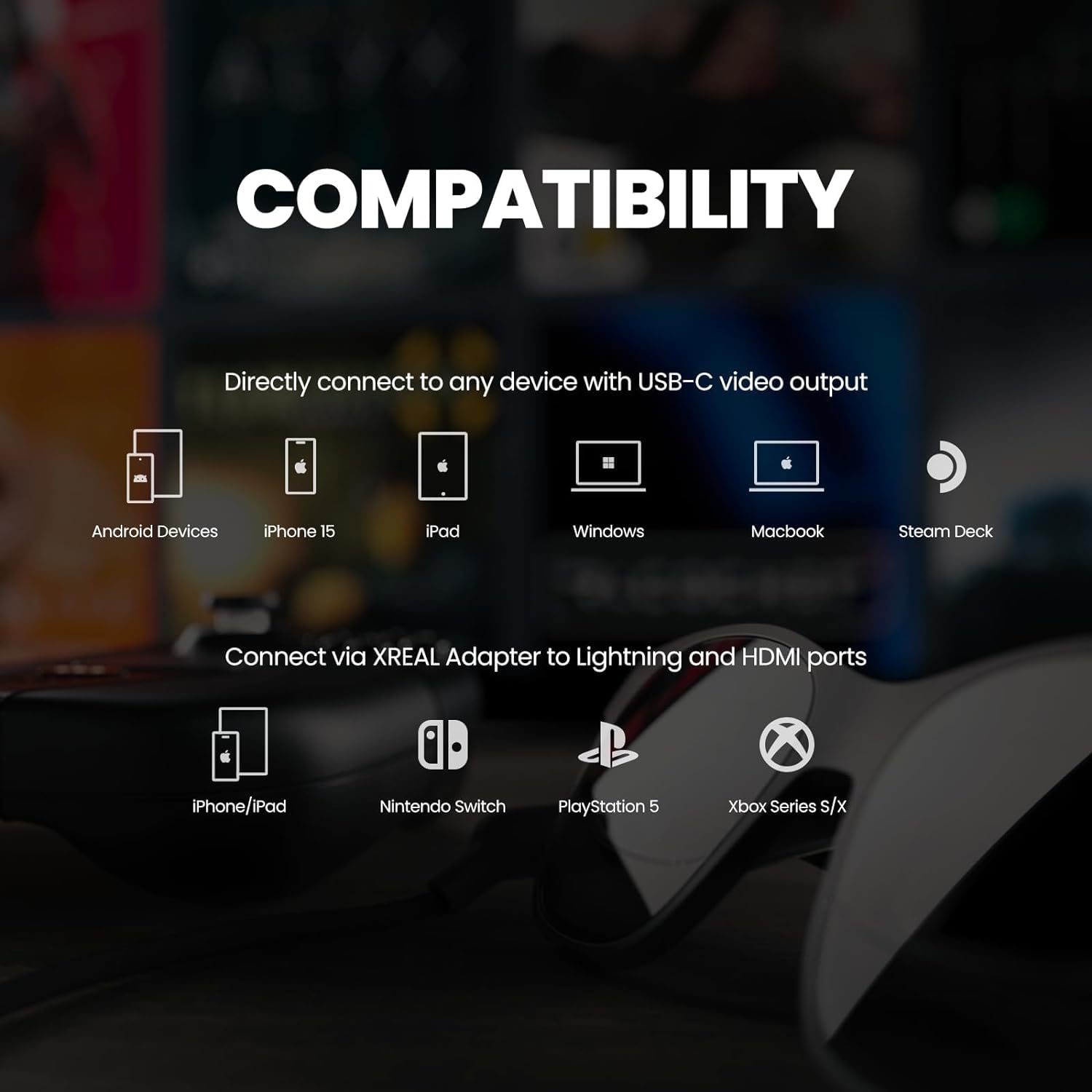 XREAL Air AR Okulary, okulary Smart Glasses z 201" mikro-OLED Virtual Theatr, okulary rozszerzonej rzeczywistości, do oglądania, przesyłania strumieniowego i grania na PC/Android/iOS