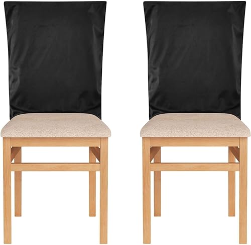 Miniatura 2 de Juego de 6 fundas decorativas de asiento negras para sillas de comedor retro, fundas extraíbles para sillas de comedor