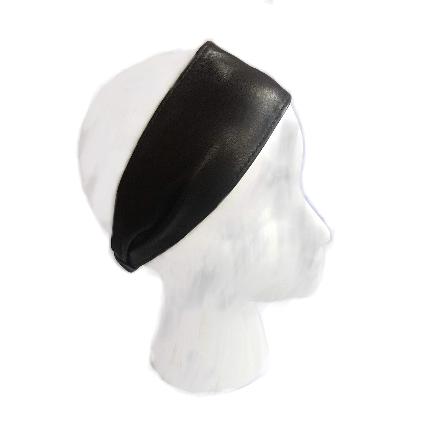 Wardani, 2.75" Wide, leather headband, adjustable elastic soft and comfortable made in USA from Italian lambskin (Chocolate)