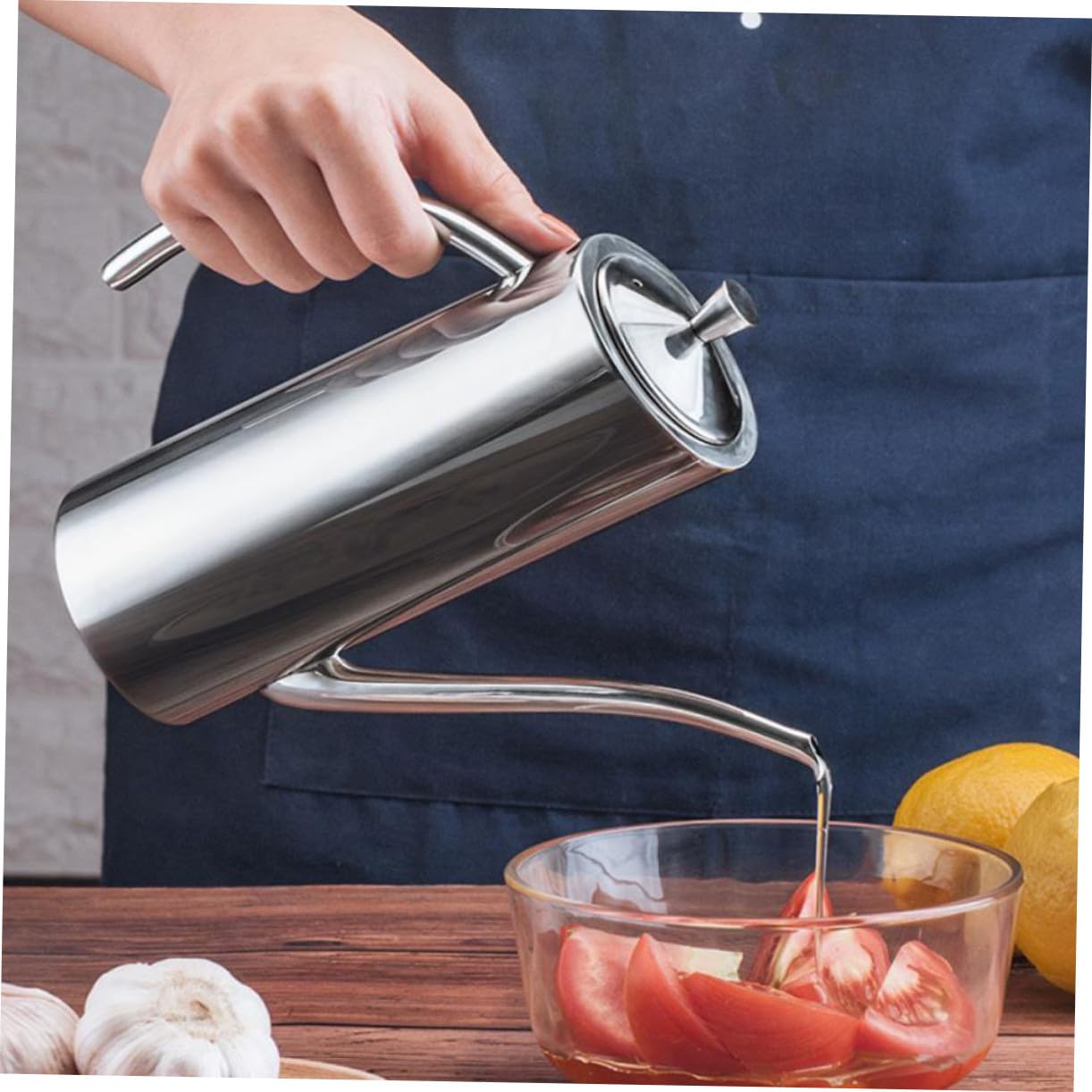TOYANDONA Botella de Aceite de Acero Inoxidable Dispensadora de Aceite para Cocina Botella de Vinagre Prueba de Fugas para Uso Casa y Restaurante
