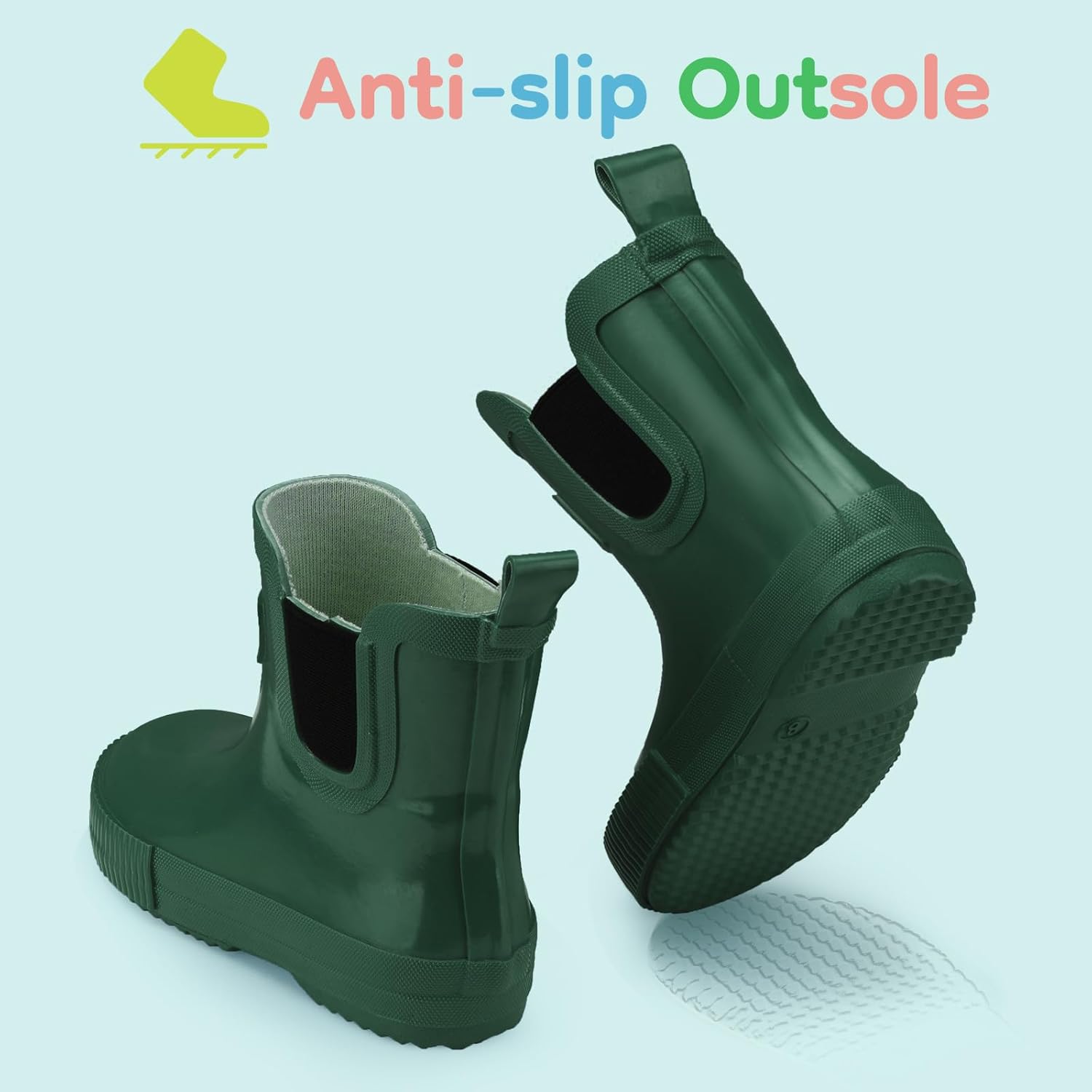 HISEA 100% Natural Rubber Boots for Kids Toddlers Ankle Rain Boots Waterproof Deck Shoes Boys Girls - Image 5