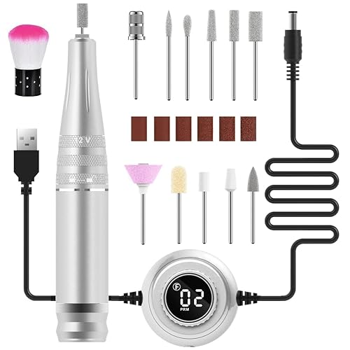 Foxzone Taladro eléctrico de uñas  35000 rpm ajustable para uñas profesionales potentes y silenciosos, con pantalla visible para uñas de gel