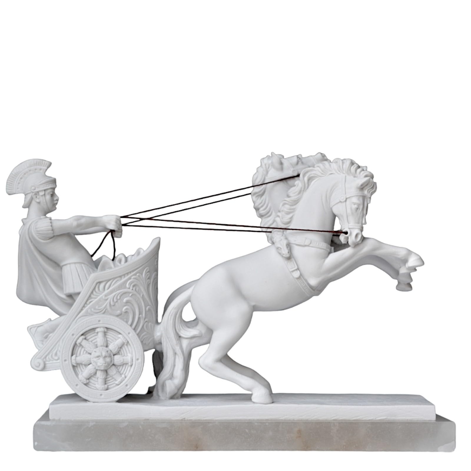 Biga Romana Marble Sculpture with Alabaster Base Various Sizes, 8 cm