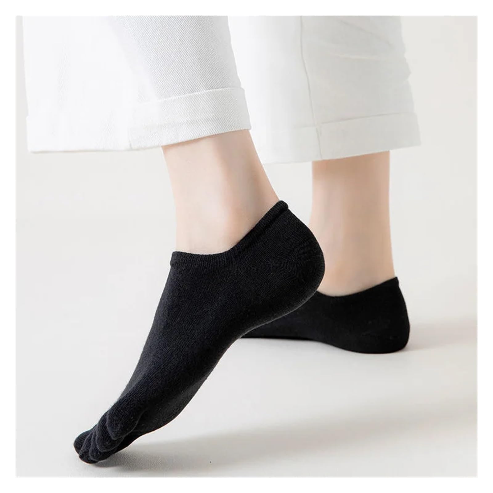 Calze con Dita 5 Paia di Calzini Estivi Invisibili da Donna in Cotone, Sottili, Morbidi, Traspiranti, a Dita(Black)