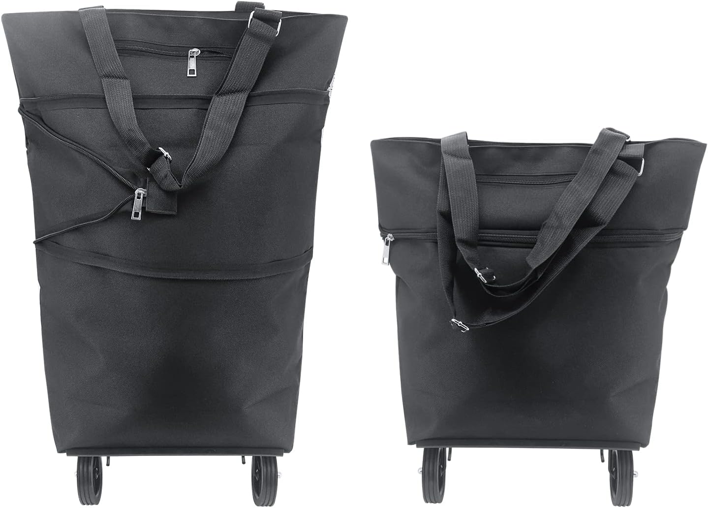Collapsible Foldable Shopping Trolley on Wheels for Supermarket & Grocery Shopping (Black)