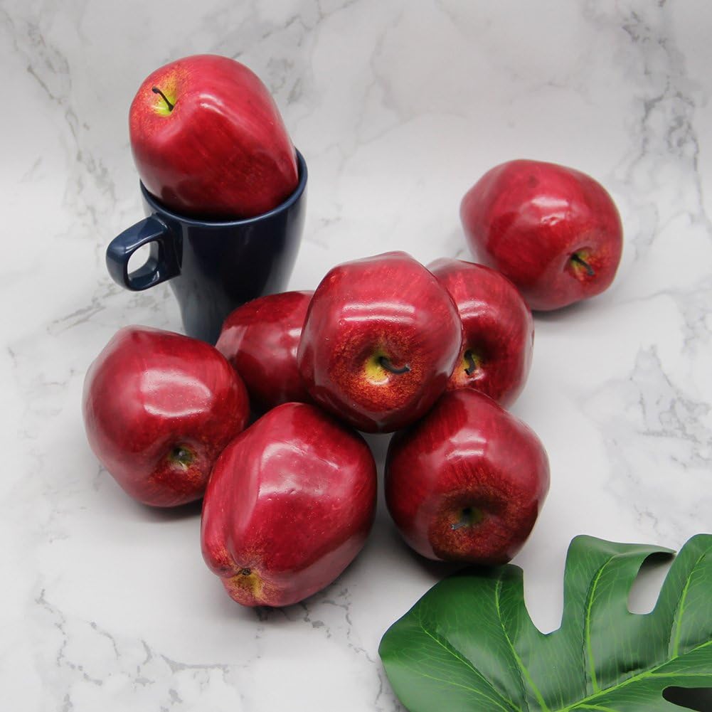 YOFIT Artificial Apple Fake Fruit for Home Kitchen Decoration,8 Pack