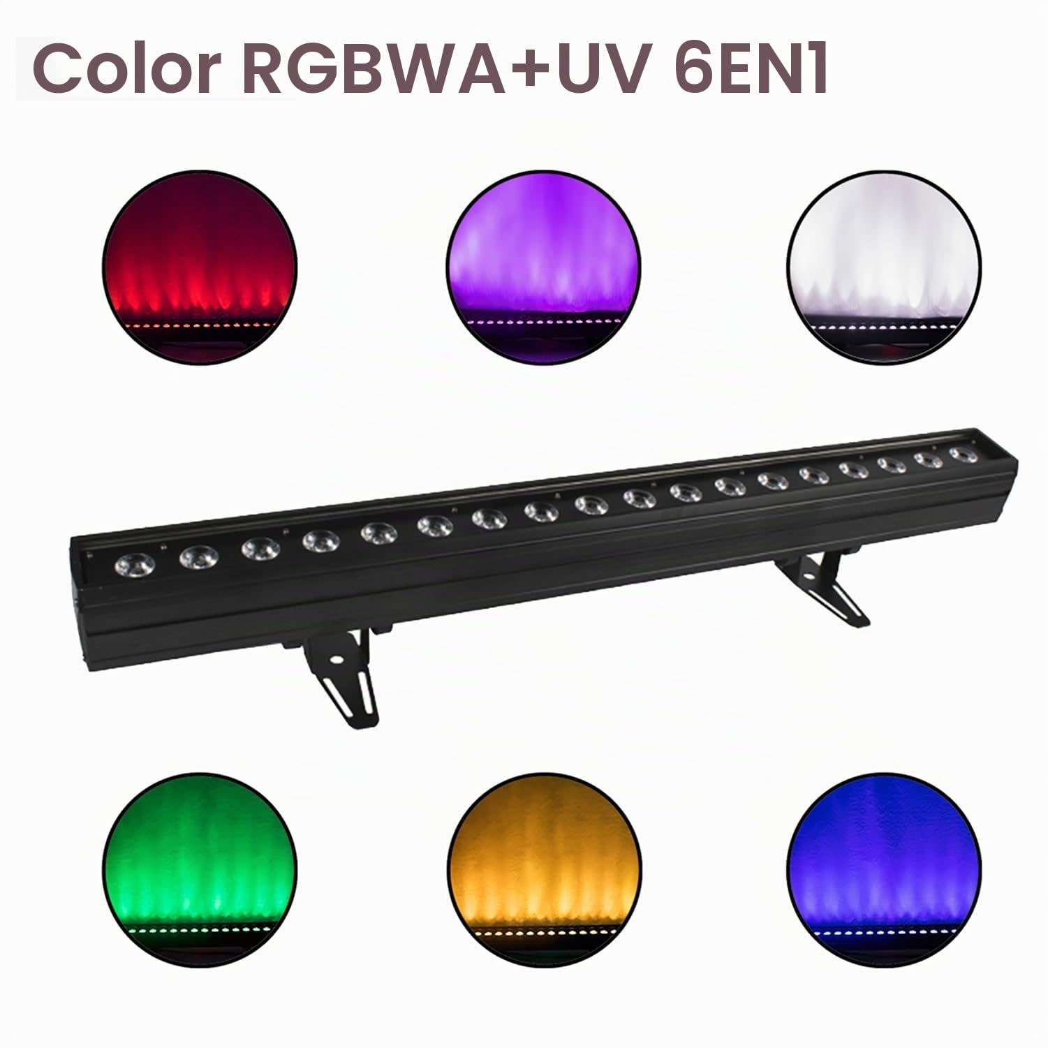 SHEHDS Barra de luz de lavado de escenario RGBWA+ púrpura de 18 x 18 W / tira LED 6 en 1 iluminación de pared barra de luz / tira de luz estroboscópica DMX512 Control DJ luces