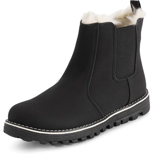 Polar Womens Memory Foam Chelsea Nubuck Boot Waterproof Rubber Welted Stitch Outsole Faux Fur Lined