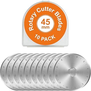 10 Pack Rotary Cutter Blades 45mm Wheel Cutter Blades by SSPONT, compatible with OLFA,Fiskars,Mr. Pen,DAFA,Truecut etc. Quilting Scrapbooking Sewing Arts Crafts, Sharp and Durable