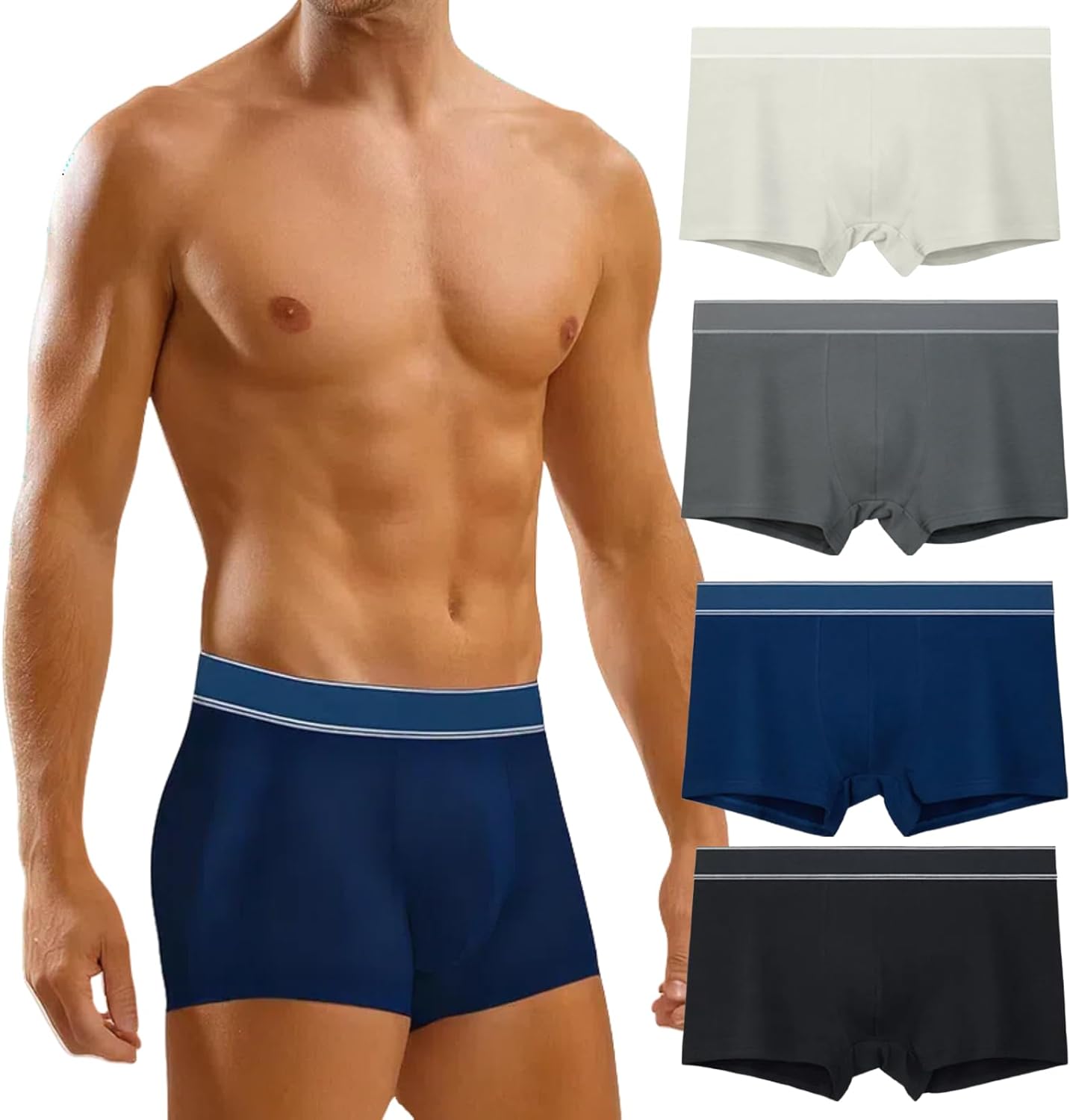 4 Pack Young Men's Modal Microfiber Trunks Stretch Underwear Moisture-Wicking Boxer Briefs