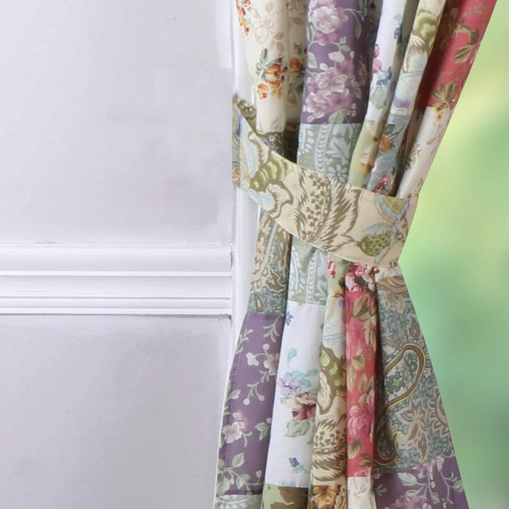 Greenland Home Blooming Prairie Authentic Patchwork Curtain Panel Set, 84 x 84 inches, Includes Two (2) 42 W x 84 L Panels
