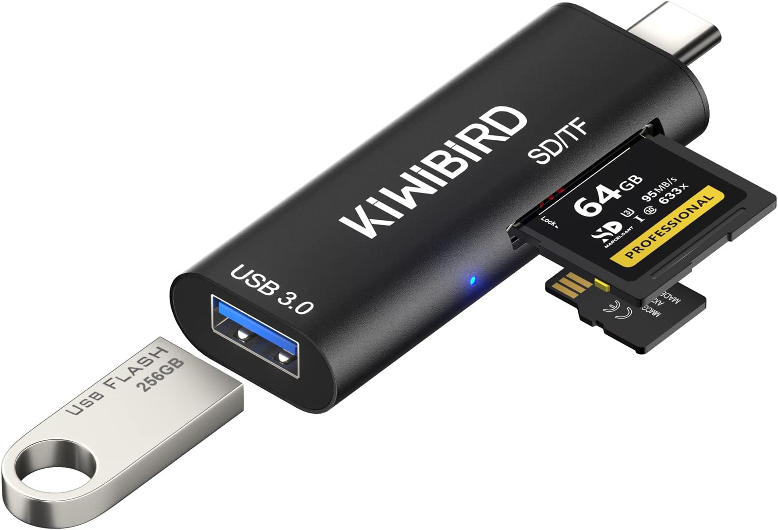 KiWiBiRD USB-C SD Micro SD TF OTG Card Reader, Type C to USB 3.0 Adapter HUB Compatible with MacBook, iPad Pro 2020/2018, Dell XPS, Galaxy S21 Note 20 Tab S7, Surface Go 2, Android Phone, Chromebook
